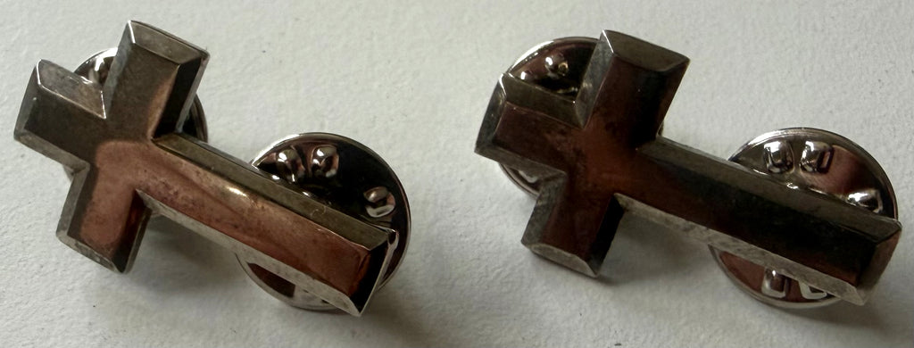 British Military Chaplain Silver Collar Uniform Badge, Pair