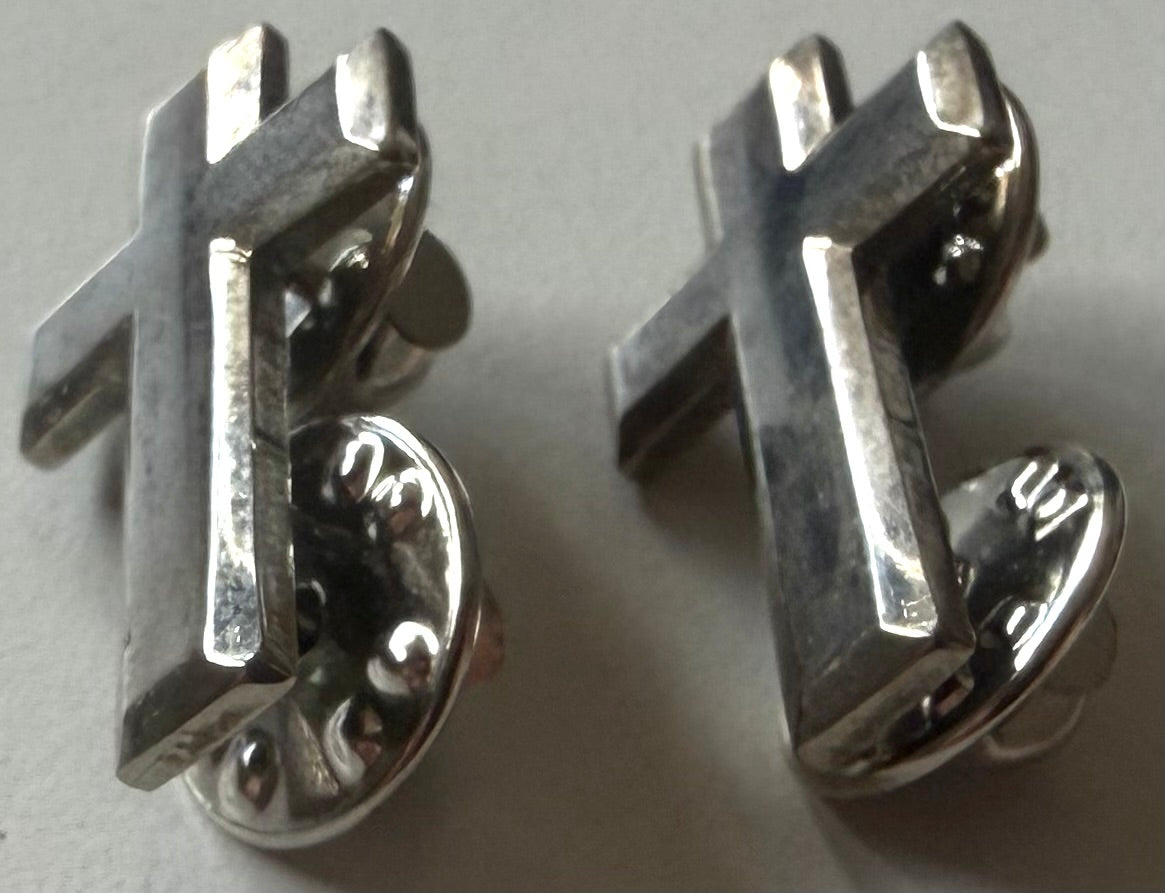 British Military Chaplain Silver Collar Uniform Badge, Pair