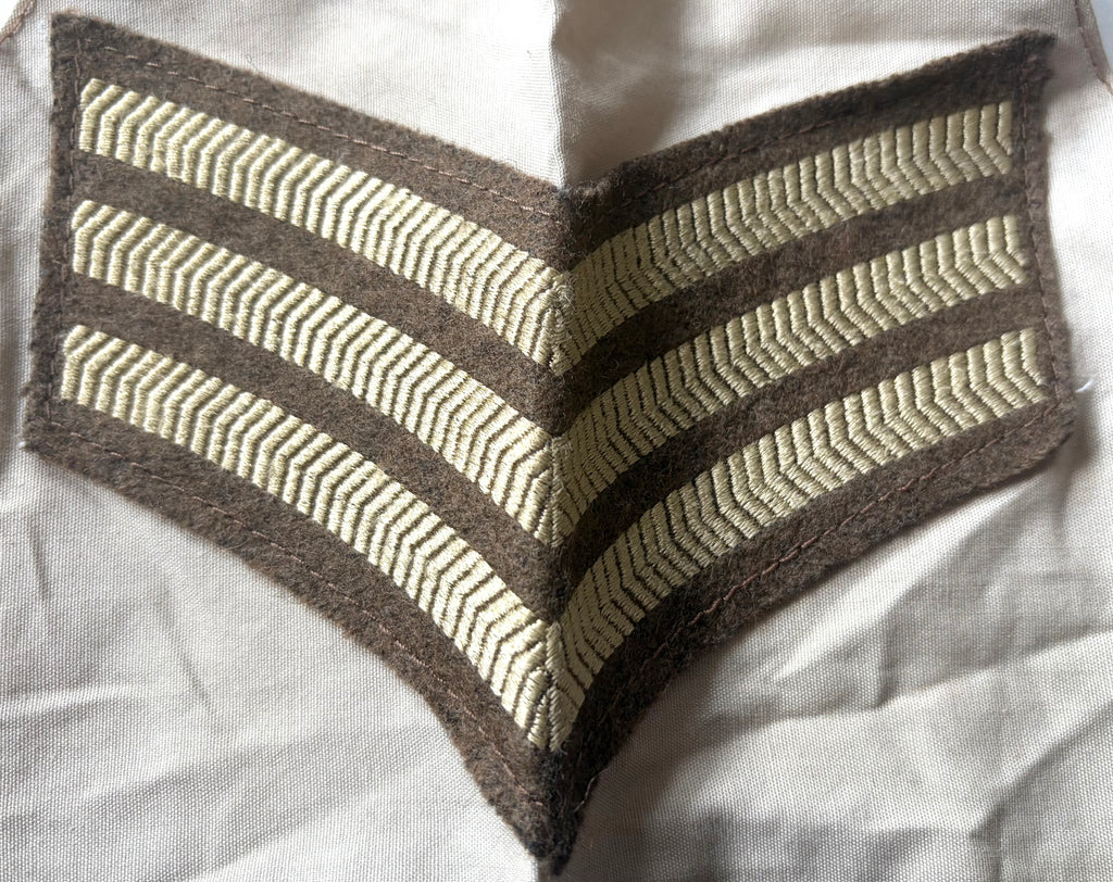 British Military Sergeants Khaki Rank Patch on Fawn Shoulder Brassard