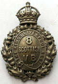 Edwardian Era 8th (Scottish) Volunteer Battalion, The King's Liverpool Regiment Cap Badge