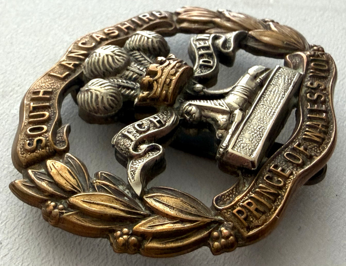 WWI Era South Lancashire Regiment, The Prince of Wales's Volunteers Cap Badge