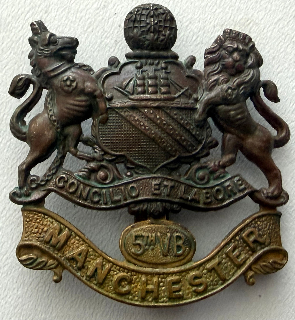 WWI Era 5th Volunteer Battalion, Manchester Regiment, Cap Badge