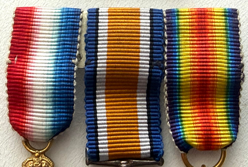 WWI World War I Miniature Medal Trio Group with Bar