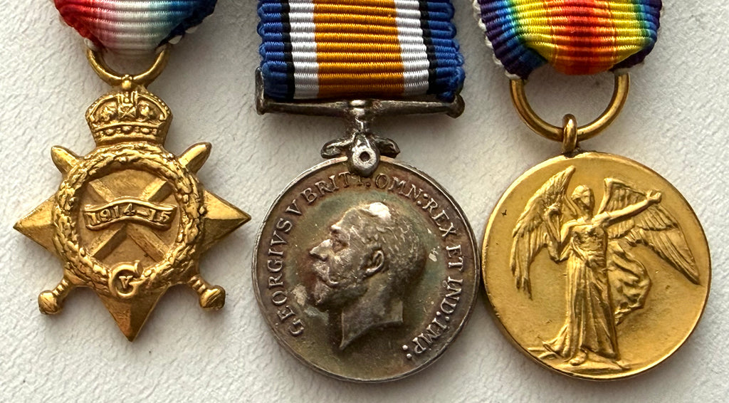 WWI World War I Miniature Medal Trio Group with Bar