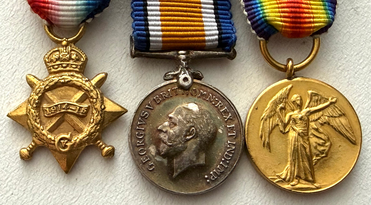 WWI World War I Miniature Medal Trio Group with Bar