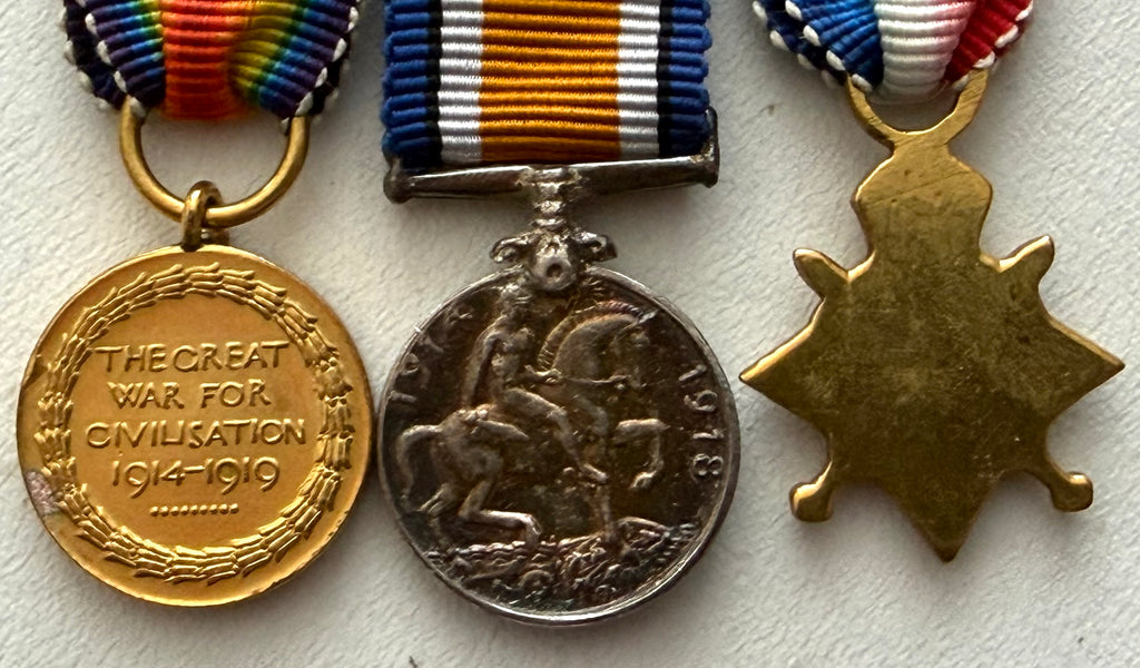 WWI World War I Miniature Medal Trio Group with Bar
