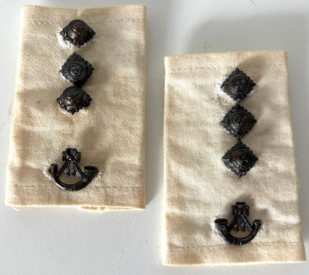 Light Infantry Captain Tan Rank Slide, Pair